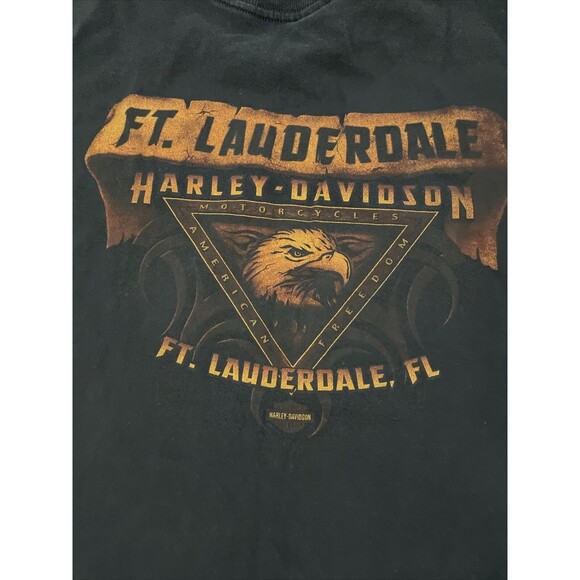 VINTAGE Harley Davidson Owner Shirt Black Ft Lauderdale Florida Eagle Graphic L - Picture 9 of 9
